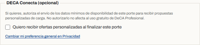 Activar oportunidades de carga para un DeCA concreto