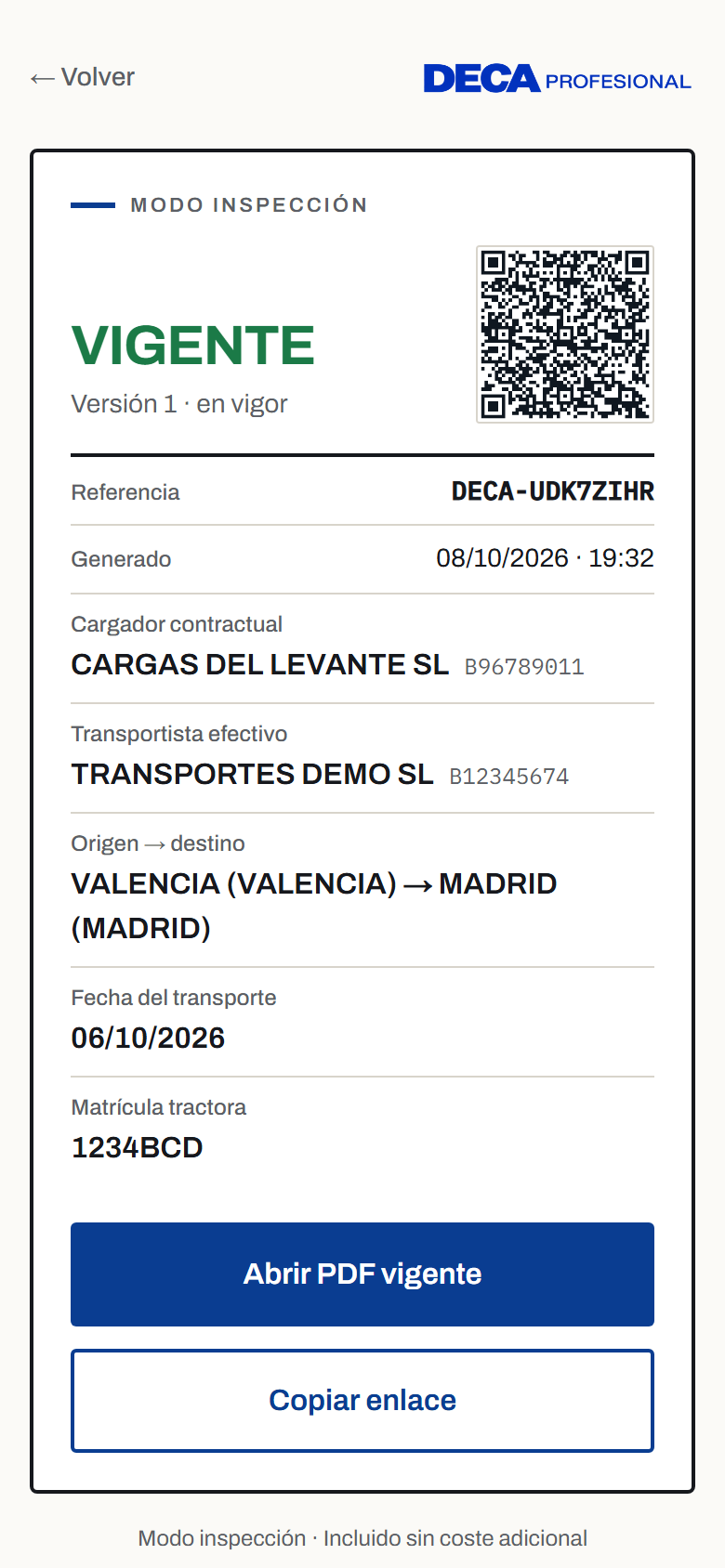 Modo inspección en el móvil